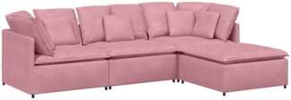 vidaXL Modulares Sofa mit Fußhocker Kissen Samt Rosa 3321312