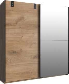 Schwebetürenschrank CARDIFF Eiche graphit Spiegel 180 cm