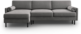 Micadoni Ecksofa Scott 5-Sitzer Samt Hellgrau Links 140x200