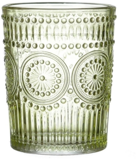 Trinkglas Vintage - Glas - 280ml - H: 10cm - mit Muster - grün