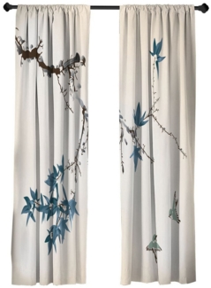 Abakuhaus Gardine Vorhang für Wohnzimmer Schlafzimmer Dekor, Microfaser, Japanisch Korallfarbene Kirschblüten