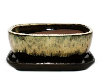 Exotenherz Pflanzschale Bonsai-Schale Unterteller Gr. 3 Braun-Beige rechteckig GB5 L 21,5cm (1 St)