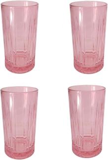 Pasabahce 520015 Longdrink Glas im Retro-Design und Kristall-Look, für Cocktail, Saft, Wasser, Drinks, Schwerer Highball,445 ml, 4 Stück pink