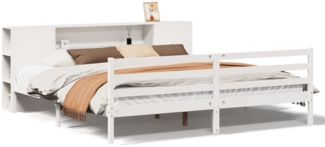 vidaXL Massivholzbett mit Regal ohne Matratze Weiß 180x200 cm Kiefer 3321859