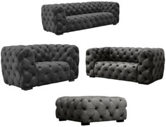 Sofaset Designersofa NATALIE 3-2-1 in Stoff Riviera Graphit