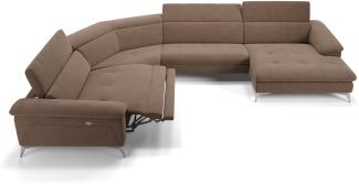 Sofanella Wohnlandschaft STELLA Stoffbezug Sofalandschaft Ecksofa in Hellbraun