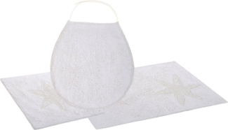 andas Badematte Marie, Höhe 13 mm, rutschhemmend beschichtet, fußbodenheizungsgeeignet, strapazierfähig, Baumwolle, rechteckig, 3-tlg. Hänge-WC Set, Badteppich, Stern Motiv, Hoch-Tief-Struktur, auch als Set