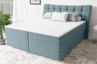 99rooms Leonhard Boxspringbett Strukturstoff INARI Pastellblau 180x200 cm Bonell-Federung