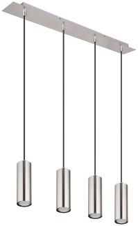 Hängeleuchte, rechteckig, 4 Hänger, nickel matt, H 150 cm