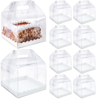 Belle Vous Kuchentransportbox Belle Vous 10x transparente Kuchen Geschenke Transportbox - 15 x 15 x 12 cm, Karton, (1-tlg)