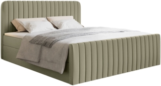 Selsey 'Saliano' Boxspringbett mit Bettkasten, Topper und Chenille-Bezug, Olivgrün, 200x200 cm
