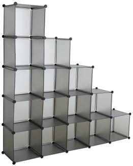 Regalsystem Würfelregal Steckregal 15 Fächer Stufenregal DIY Regal Kunststoff