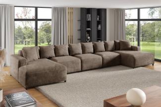 Wohnlandschaft Sofa U-Form Designersofa MEGAN XL in Stoff Poso Cappuccino