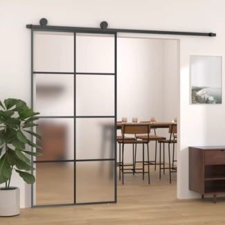 vidaXL Schiebetür Aluminium und ESG Glas 102,5x205 cm Schwarz 288066
