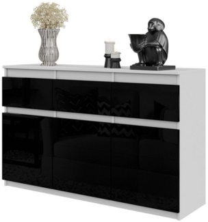 Furnica Kommode NOAH 3 Schubladen und 3 Türen - Weiß Matt H75cm B120cm T35cm