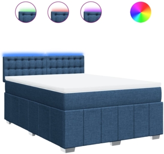 vidaXL Boxspringbett mit Matratze Blau 140x200 cm Stoff 3289411