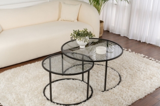 Couchtisch-Set, 'Black-Grey', 43 x 80 x 80, Schwarz
