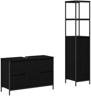 vidaXL 2-tlg. Badmöbel-Set Schwarz Eiche Holzwerkstoff 3328374