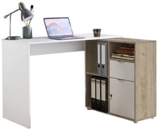 BMG Möbel Eckschreibtisch LENI (Schreibtischplatte mit Regal), Breite 110 cm, spiegelverkehrt montierbar, abschließbare Tür