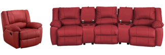 Vente-unique - Relaxgarnitur 3- + 1-Sitzer - Leder - Rot - AROMA