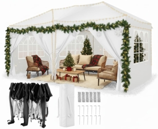 COBIZI Pavillon 3x6 Faltpavillon Wasserdicht Stabil Winterfest Faltbar Partyzelt mit 6 Seitenteilen Pop up Gartenpavillon UV Schutz 50+ Höhenverstellbar für Strand Hochzeit Camping, Weiß