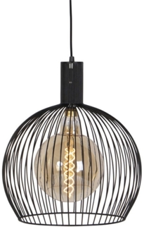 Qazqa Pendelleuchte Wire, ohne Leuchtmittel, E27, Schwarz, Modern, Stahl, 1-flammig