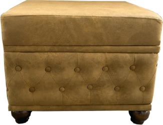 Casa Padrino Chesterfield Hocker Antik Braun 60 x 46 x H. 45 cm - Sitzhocker - Fußhocker - Chesterfield Wohnzimmer Möbel