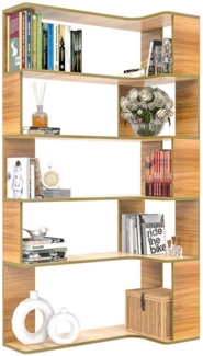 JEOBEST Bücherregal Eckregal, Eck-Bücherregal 5-stöckiges, Modernes Display Unit, L-förmiges Regal, H 169CM