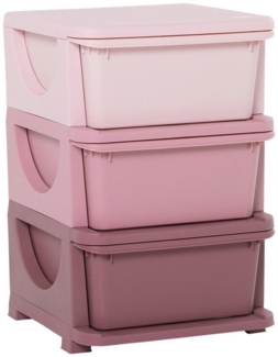 HOMCOM Spielzeugtruhe mit Stauraum, drei Ebenen (Spielzeug-Organizer, 1 St, Aufbewahrungsboxen), für Kinderzimmer 3-6 Jahre Kindermöbel Rosa 37 x 37 x 56,5 cm