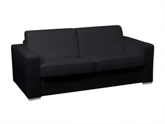 Vente-unique - Schlafsofa mit Matratze 3-Sitzer - 100% Büffelleder - Matratze 14 cm - Schwarz - DELECTEA II