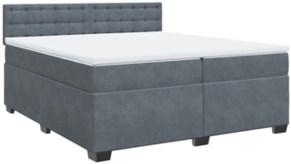 vidaXL Boxspringbett mit Matratze Dunkelgrau 200x200 cm Samt 3286415