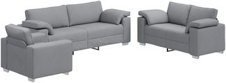 vidaXL Sofa 3 pcs Hellgrau 219 x 80 x 82 cm Leinenmischgewebe 3324658