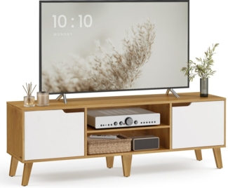 VASAGLE Fernsehtisch, Lowboard, TV-Schrank, Fernsehschrank, mit verstellbarer Ablage, für Fernseher bis zu 65 Zoll, Wohnzimmer, eichenfarben-weiß