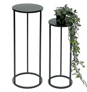 DanDiBo Blumenhocker Metall Schwarz Rund Blumenständer Beistelltisch 96316 2er Set Blumensäule Modern Pflanzenständer Pflanzenhocker