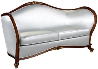 Casa Padrino Luxus Barock Sofa Silber / Dunkelbraun / Gold - Prunkvolles Wohnzimmer Sofa im Barockstil - Barock Wohnzimmer Möbel - Edel & Prunkvoll