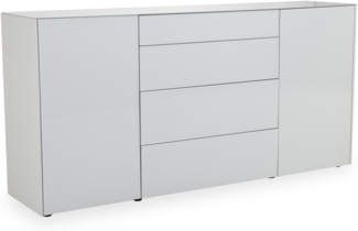 Maeusbacher Imola Kommode kreidegrau matt lack / glas kreidegrau glanz BxHxT: 179 x 89 x 42 cm