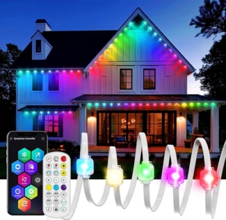 LMaxhome LED Stripe 15/30M RGB Permanente Außenbeleuchtung Smart Lichterkette Wasserdicht, Musik Sync, APP Bluetooth Fernbedienung Dimmbar Party Weihnachten Deko