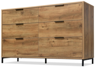 i@home Kommode Sideboard mit 6 Schubladen, Sideboard Highboard (1-Set), Bis 50 kg belastbar, 120 x 40 x 76 cm, Dunkle Eiche