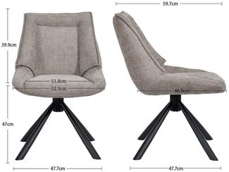 Duhome Esszimmerstuhl (8626A), 180° drehbar, Automatische Rückstellfunktion, Chenille-Stoff
