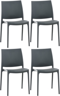 CLP 4er Set Stapelstühle Maya bis zu 130 kg belastbar,dunkelgrau