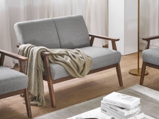 Beliani 'Asnes' 2-Sitzer Sofa Polsterbezug grau