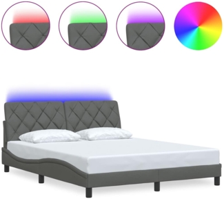 vidaXL Bettgestell mit LED ohne Matratze Dunkelgrau 160x200 cm Stoff 3310679