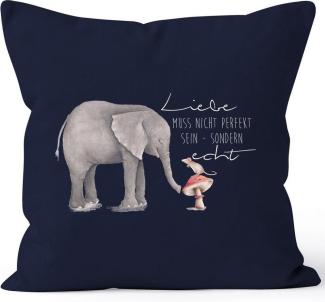 MoonWorks Dekokissen Kissenbezug Geschenk Liebe muss nicht perfekt sein sondern echt Elefant Maus Kissen-Hülle Deko-Kissen 40x40 Baumwolle MoonWorks®