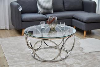 Couchtisch Silber und Klarglas 80 x 80 x 40 cm