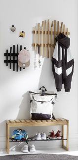 Garderoben-Set >BANTRY< (3-teilig) in Eiche / schwarz - 100x190x30 (BxHxT)