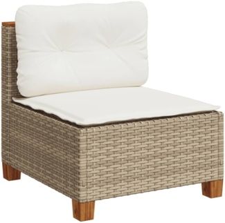 vidaXL Gartensofa ohne Armlehnen mit Kissen Beige Poly Rattan 365907