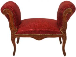 Casa Padrino Barock Schemel Hocker Bordeaux Muster / Braun - Sitzbank Möbel