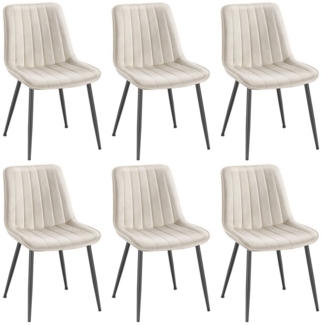 SONGMICS Esszimmerstuhl 6er Set, Küchenstuhl, Polsterstuhl, bis 120 kg belastbar, Stahlbeine, Gebogene Rückenlehne, für Esszimmer, Küche, cappuccinobeige-tintenschwarz