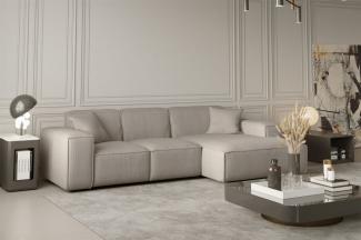 'Celes' Ecksofa mit rechter Ottomane, Stoff Scala Beige, 73x165/88x266 cm