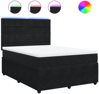 vidaXL Boxspringbett mit Matratze Schwarz 140x190 cm Samt 3294636